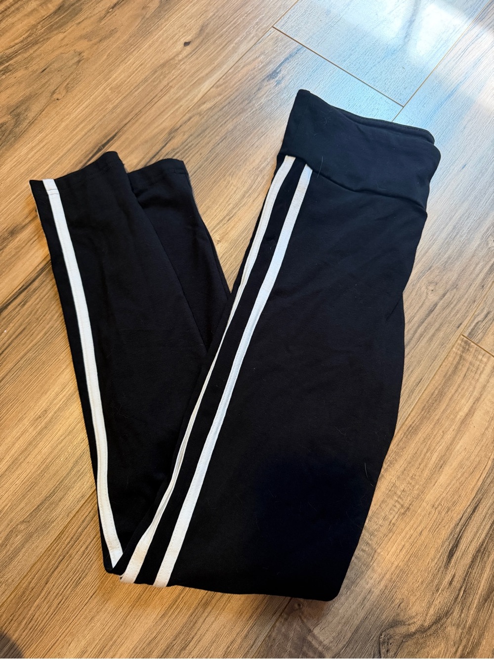 No Boundaries Black Leggings with White Side Stripes